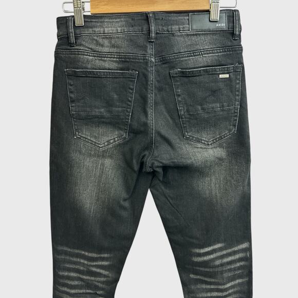 Amiri Black Paint Drop Core Logo Skinny Jeans Size 0/30 Distressed New - Picture 5 of 13